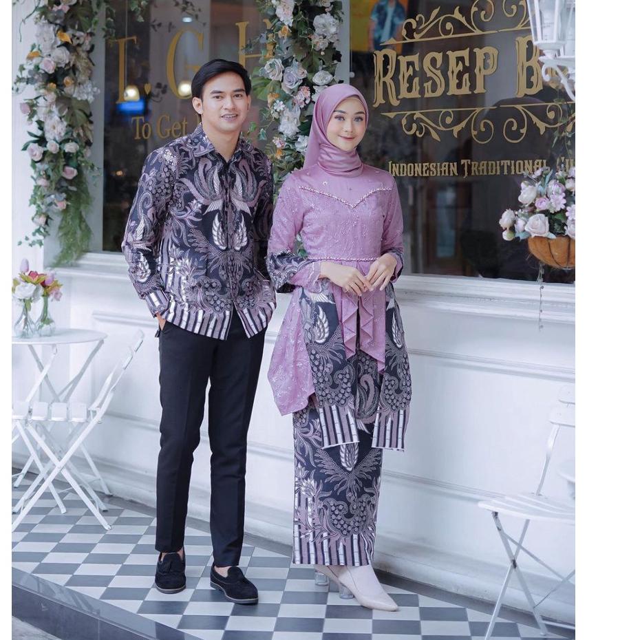 Harga Termuraah Baju Couple Batik Kebaya Brokat , Batik Kebaya Lamaran Tunangan Baju Batik Wisuda, S