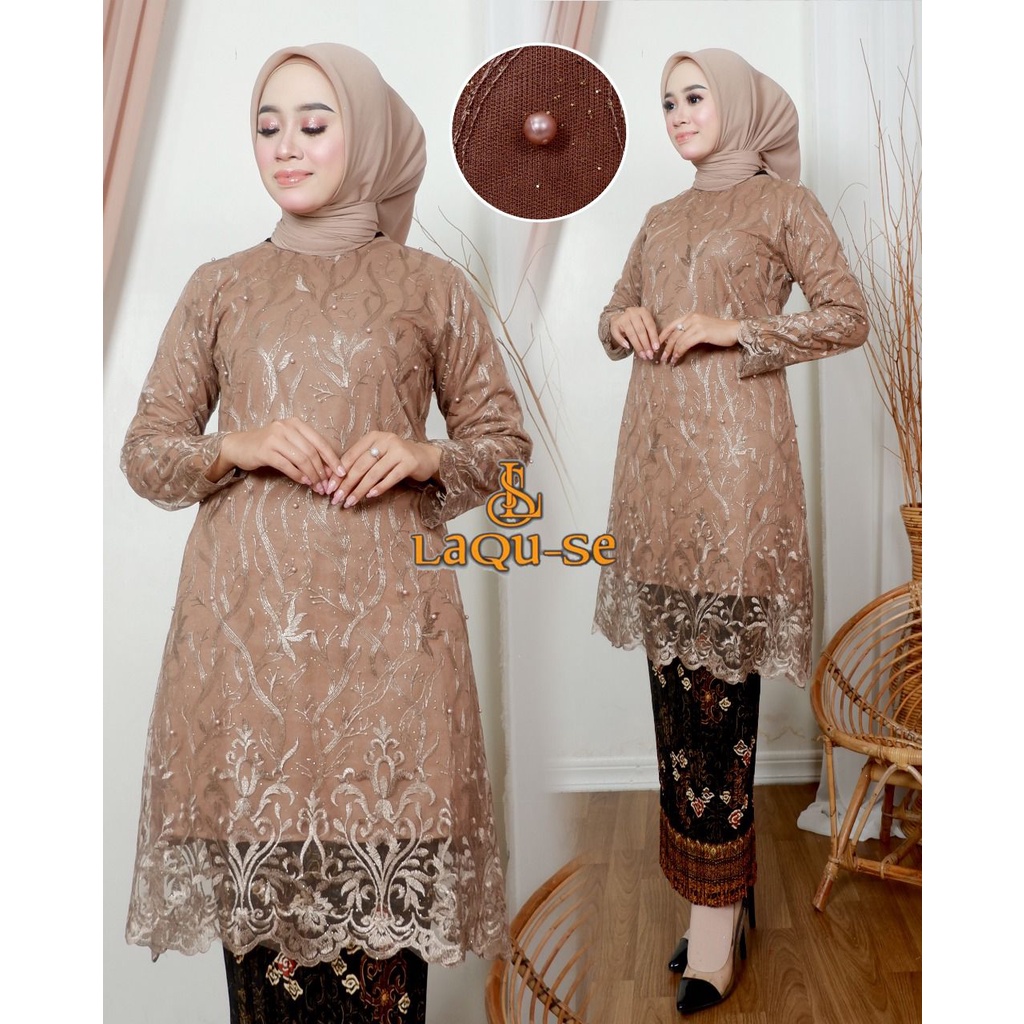 Setelan Outfit Kebaya Tunik Tulle Modern Dress Pesta Wisuda Kondangan Wanita Terbaru By Laquse_kebaya2