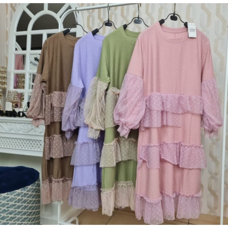 TUNIK TUTU RENDA IMPORT WANITA