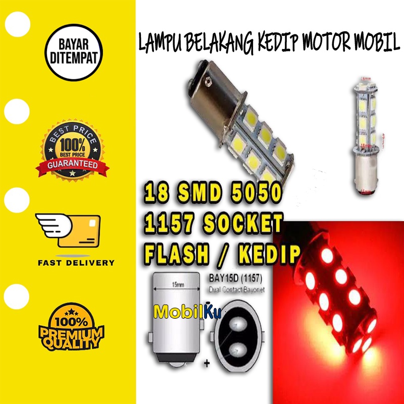 [BISA COD] Lampu Rem Strobo Lampu Belakang Motor Mobil Kedip Lampu Strobo 12 Volt Kedip 2 Kaki 18 Led