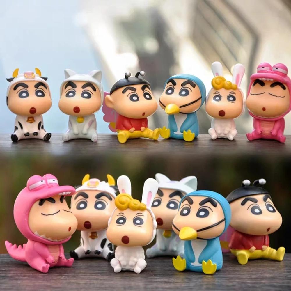 QUINTON Crayon Shin-Chan Butterfly 6pcs Mainan Model Buaya Shinnosuke