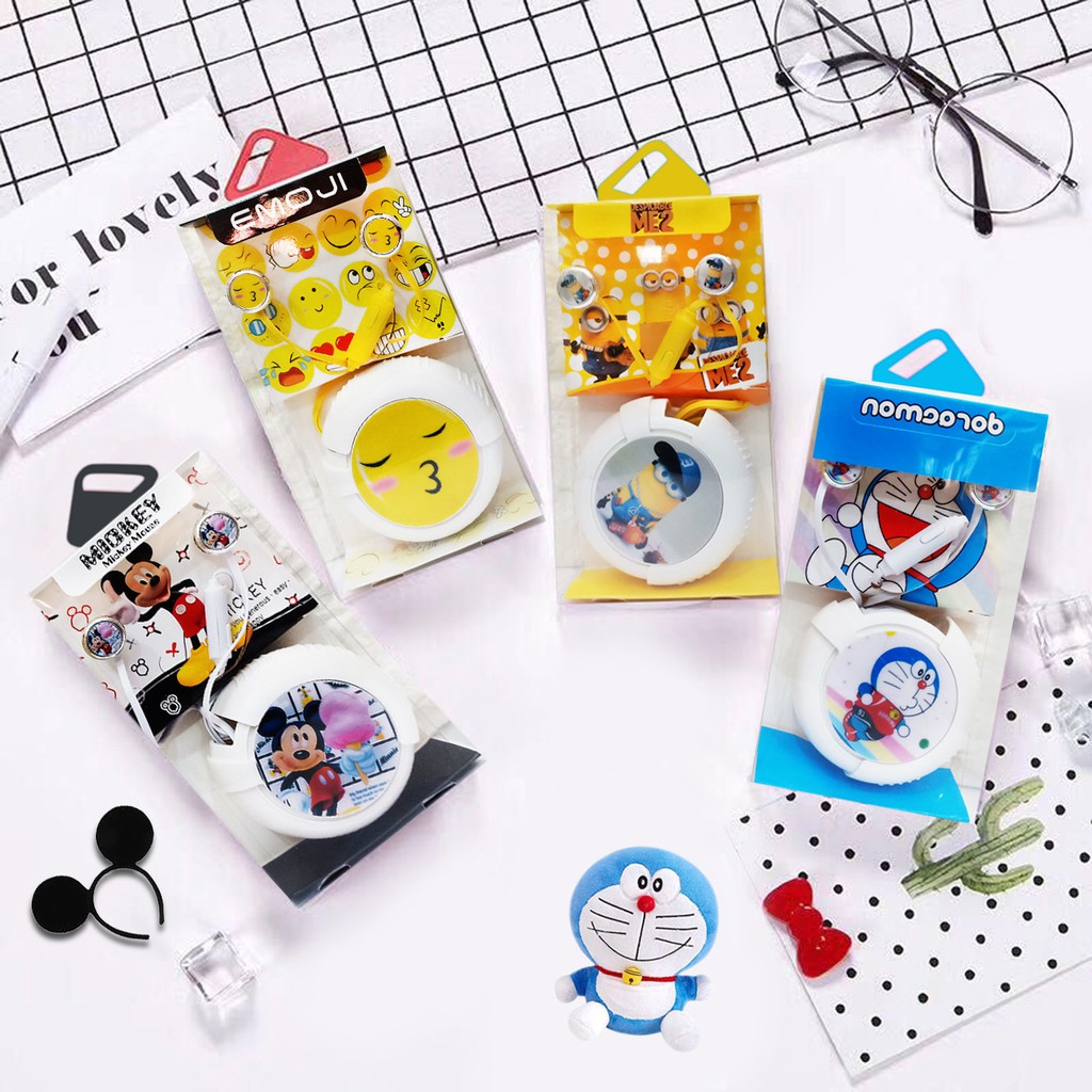 Handsfree Karakter Earphone Headset Karakter Mickey Mouse Doraemon