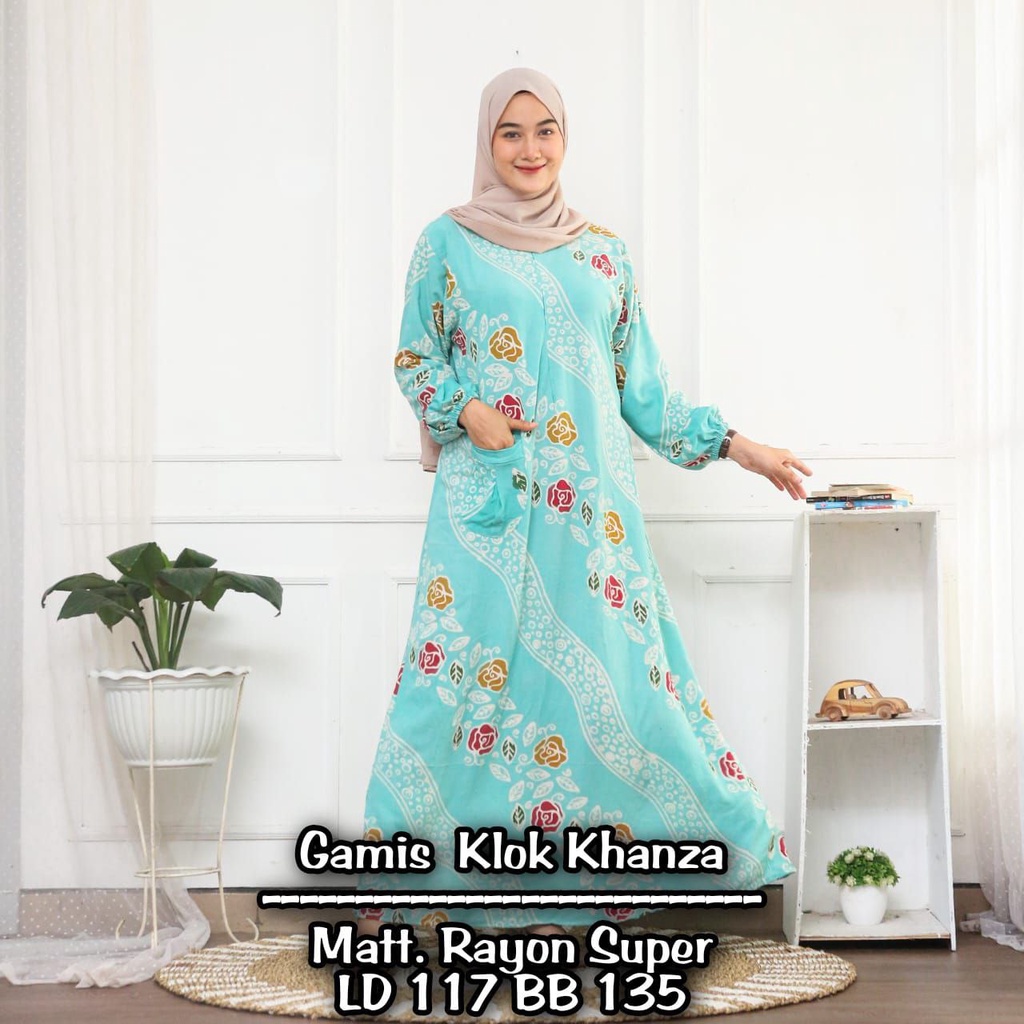 GAMIS RAYON KANZA ABSTRAK MALAMAN ENCIM BUSUI BUMIL DRESS WANITA MODEL SYARI BATIK PEKALONGAN TERBARU