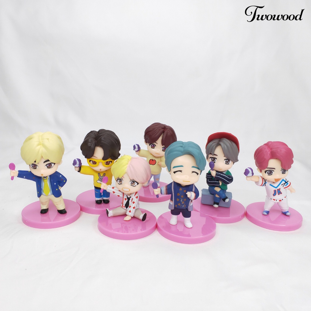 Twowood 7Pcs Gantungan Kunci Desain Anggota BTS Untuk Aksesoris Tas Handbag
