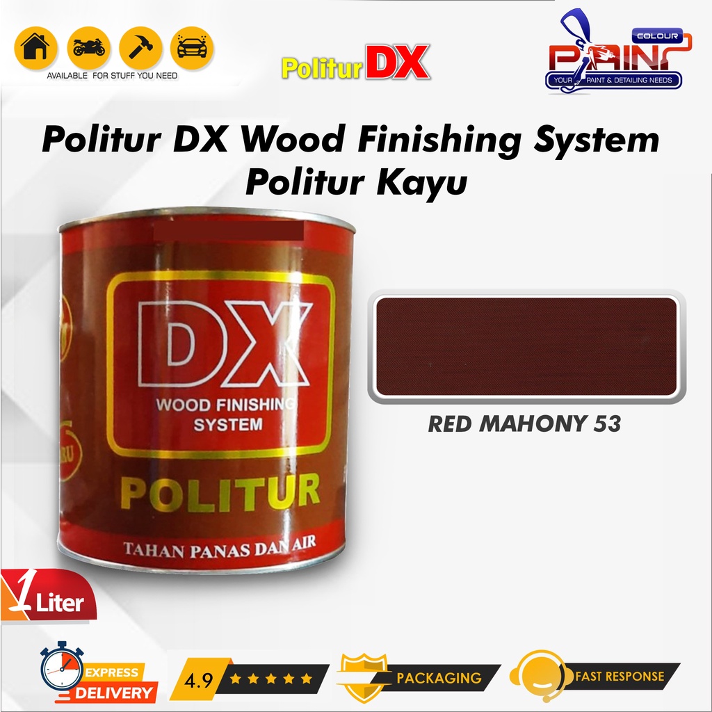 Politur DX Wood Finishing System 1L Politur Kayu - Red Mahony 53