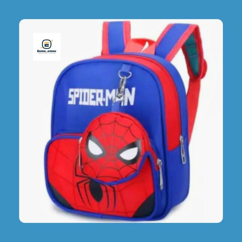 TAS RANSEL SEKOLAH ANAK UNTUK PAUD/TK/SD MOTIF SPIDERMAN MATA RANSEL FASHION TAS JALAN JALAN EMOEMO