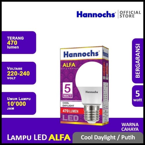 Lampu LED Hemat Energi Hannochs Alfa 5 Watt Putih Cool Daylight