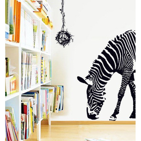 Wall Sticker / Stiker Dinding / Kaca Motif Kepala Zebra dan Sarang Burung