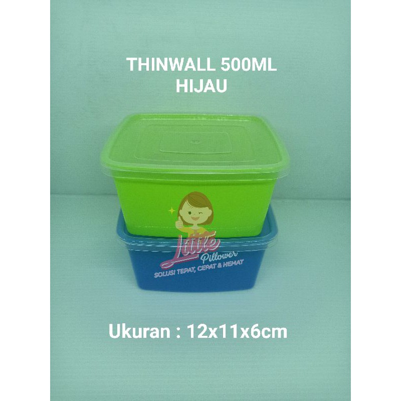 (500ML BIRU/HIJAU ISI 25PCS) Lunch box mini 500ml BIRU - Thinwall Kotak Makan -Food Container Bekal