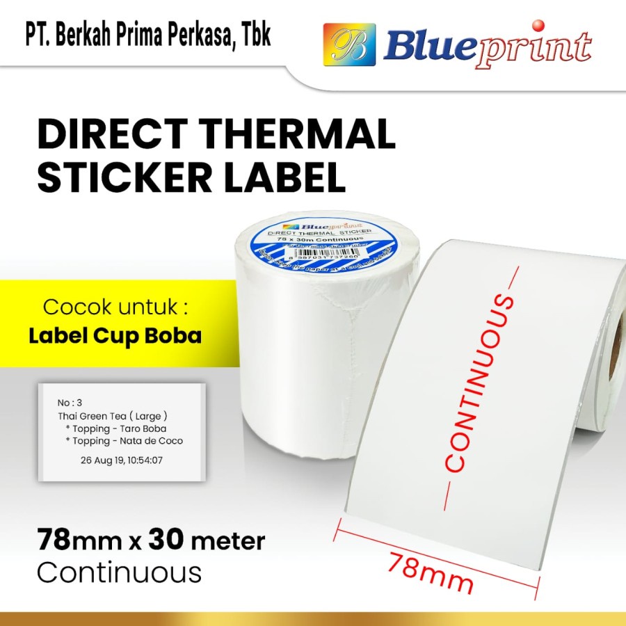 

Direct Thermal Sticker Label Continuous Blueprint 78x30 Meter 78 x 30