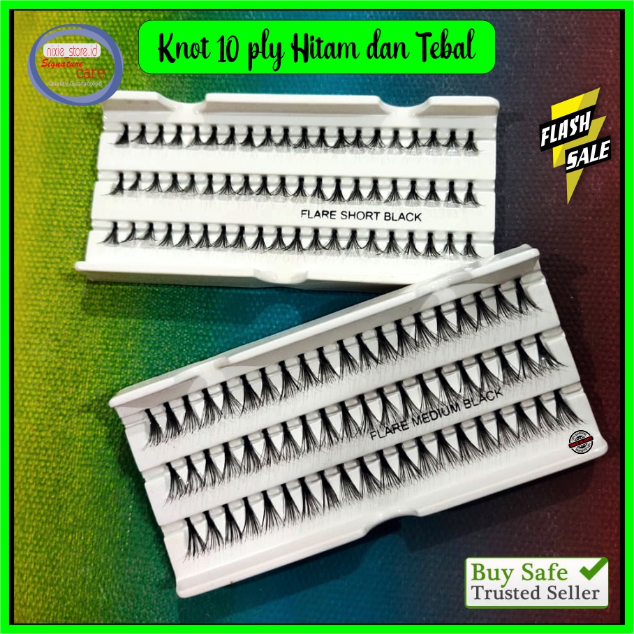 Bulu Mata EXTENSION KNOT Bulumata Tanam Eyelash Extension EXTRA TEBAL LENTIK HITAM Flare 60 HELAI