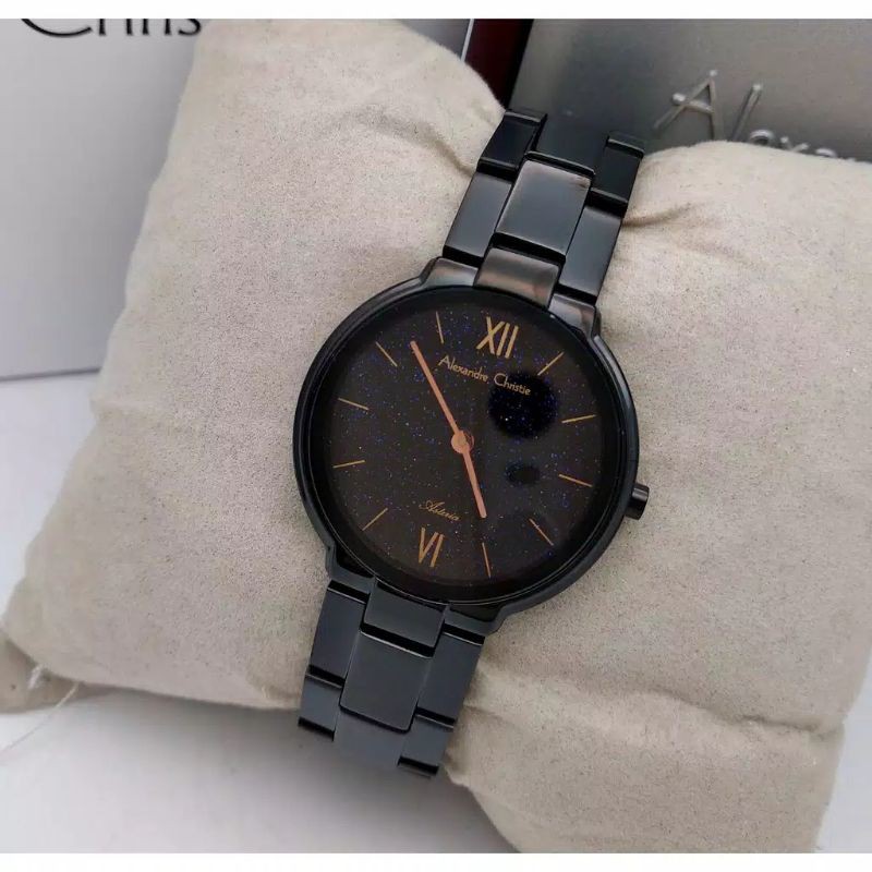 ALEXANDER CHRISTIE AC8480 AC 8480 BLACK FONT ROSEGOLD JAM WANITA ORIGINAL