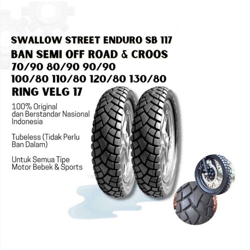 Ban Luar Swallow SB117 Ring 17 Street Enduro Tubeless Dual Purpose