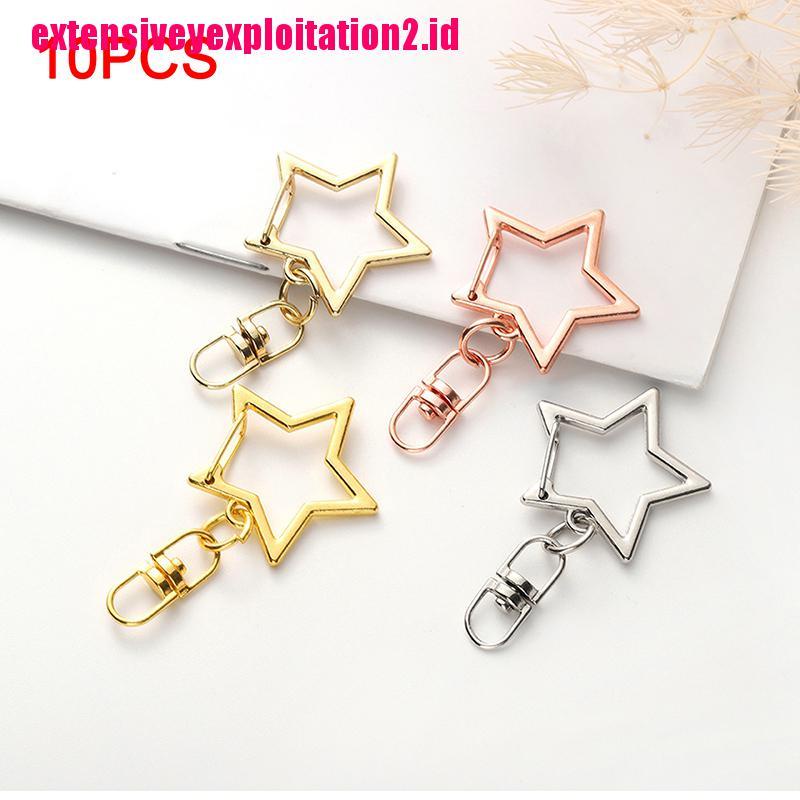 &lt; E2id &amp; &gt; 10pcs Gantungan Kunci Bentuk Bintang Hollow Diy