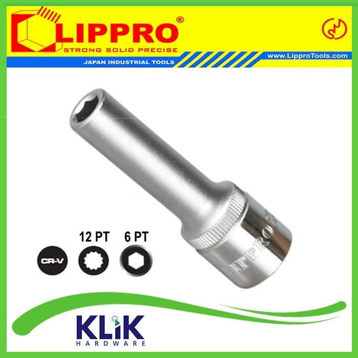 Lippro Deep Socket 1/2&quot; DR 14 mm (6PT/12PT) - Lippro Mata Sok Panjang