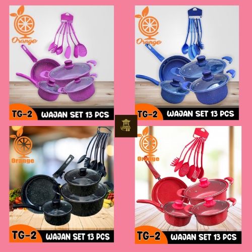 Teflon Panci Set Warna Cookware Saucepan Milkpot Free Spatula dan Tutup Kaca - DuniaRumah88