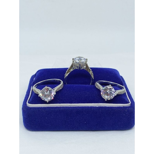 CINCIN SOLITAIRE ( DESY) + MP SAMPING / CINCIN PERAK ASLI SILVER 925 LAPIS EMAS / CINCIN FASHION WANITA TERBARU