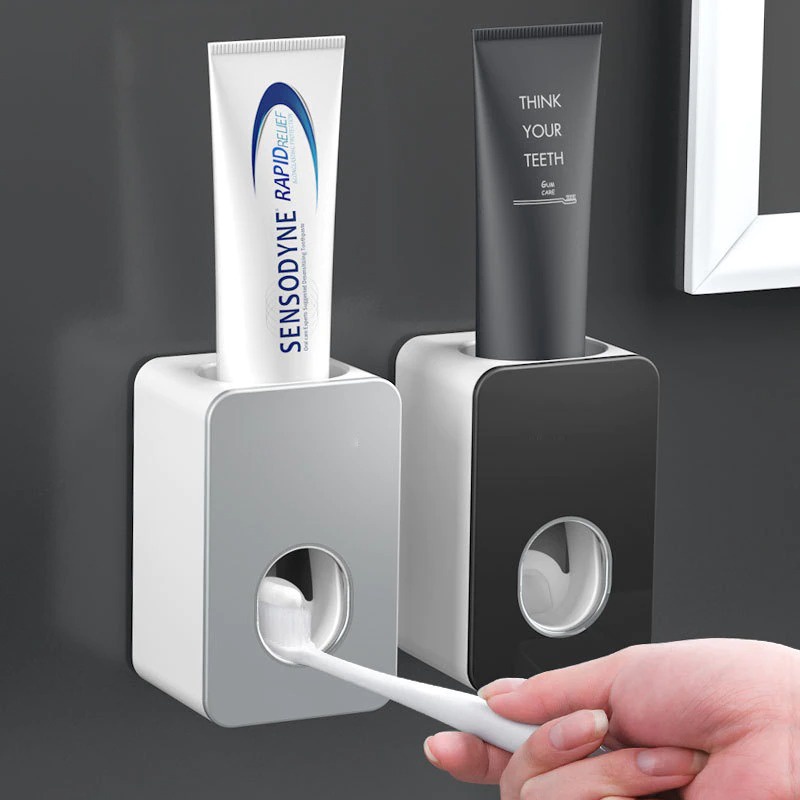 BATHE Tempat Rak Gantung Sikat Gigi Odol Gelas Sabun Multifungsi Organizer Rack 2 Cup / Toothpaste Dispenser Odol Pemencet Penjepit Pasta Gigi Modern Otomatis Kamar Mandi Aesthetic Premium