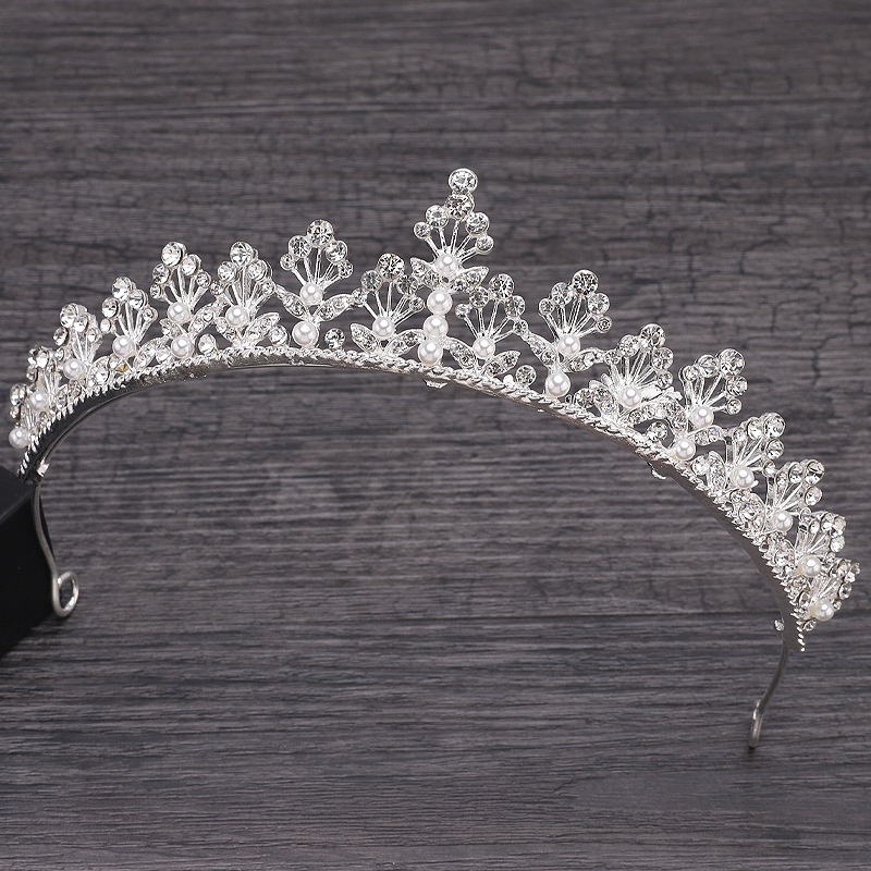 Mahkota Dua Warna Bahan Alloy Aksen Mutiara Imitasi Untuk Aksesoris Rambut Pengantin