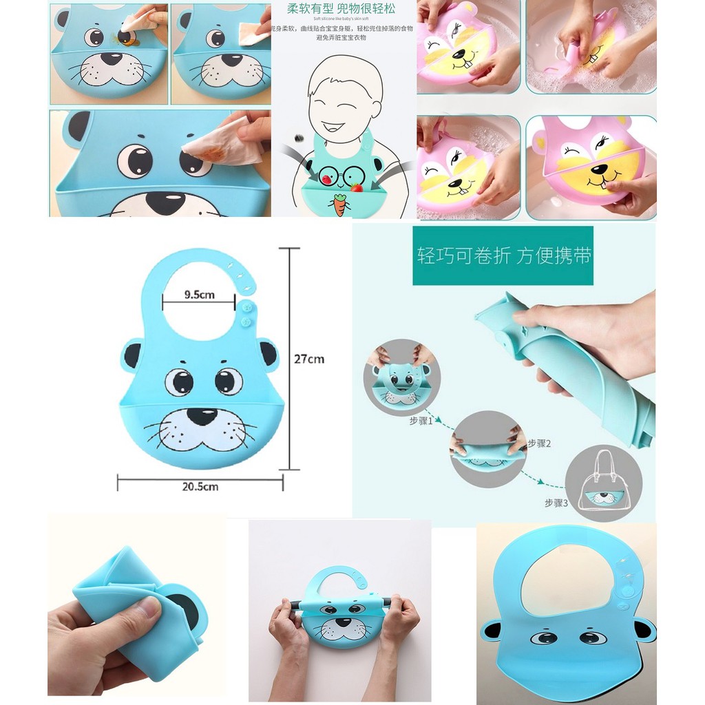 Slabber Silikon Anak Bayi (Baby Slaber Silicone Bib / Celemek Makan / Alas Dada  )