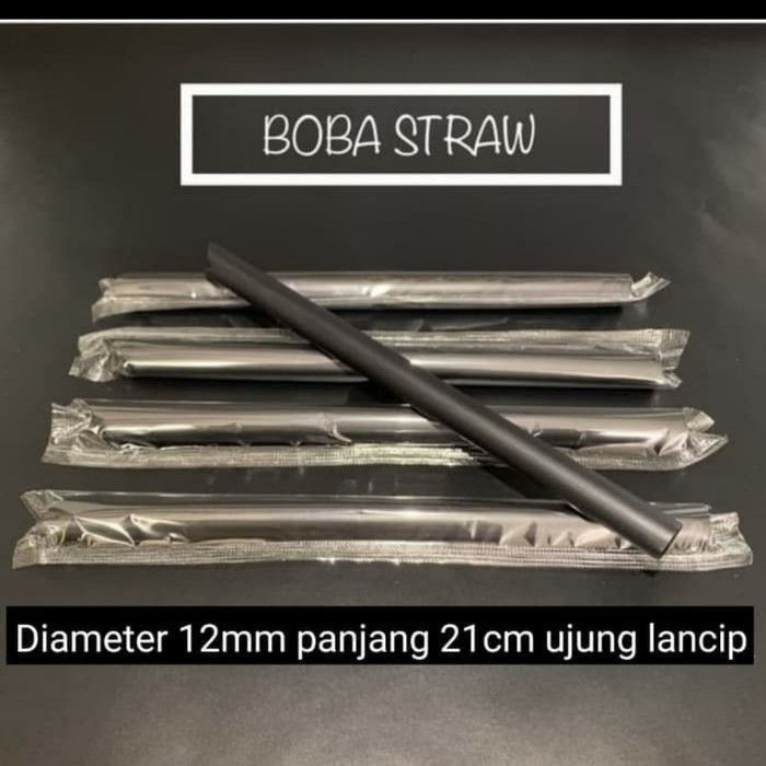 SEDOTAN BUBBLE 12MM RUNCING lURUS 21CM HiITAM SEDOTAN BOBA - Hitam