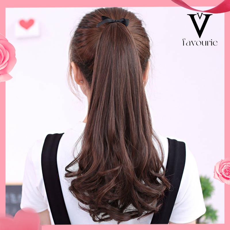 [COD]Wig Ponytail Panjang Keriting Lace-up Jenis Gelombang Besar Realistis Potongan Wig Alami-FA