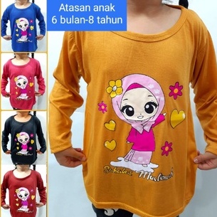 Kaos 3bulan- 8 tahun Anak lengan panjang perempuan oblong atasan baju muslim cewek hijab sahabat murah grosir