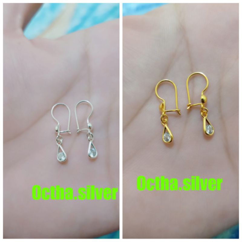 ANTING ANAK MATA PERAK 925 LAPIS MAS ASLI