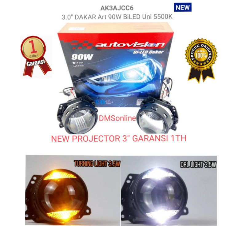 Projector Led 3 Inch Mobil Universal Garansi 1 Tahun, Led Projector 3"