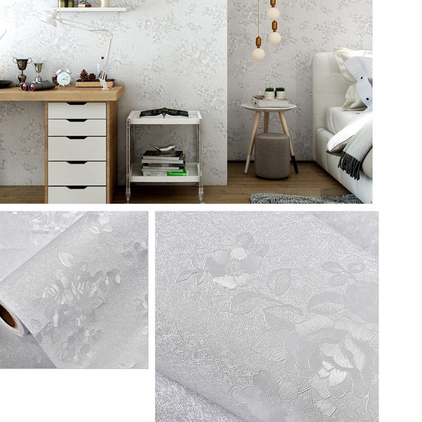 [   ] Wallpaper Sticker Dinding Motif Bunga Polos Ukuran 45CmX10 M GH130-3 SILVER