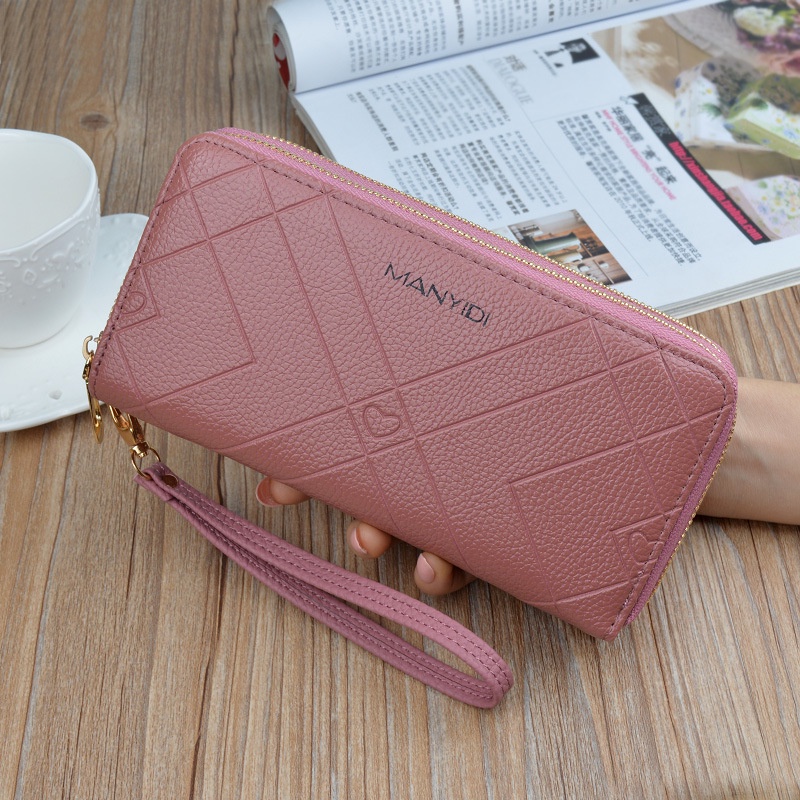 DOMPET PANJANG WANITA KULIT PREMIUM KEKINIAN CEWEK BRANDED MURAH BATAM SIMPLE FASHION KOREA MARCELINE WA692B7 TALI PENDEK COKLAT IMPORT BESAR RESLETING MUAT HP KARTU UANG KOIN