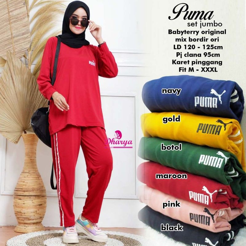 Puma Set baju setelan olahraga jogging wanita jumbo