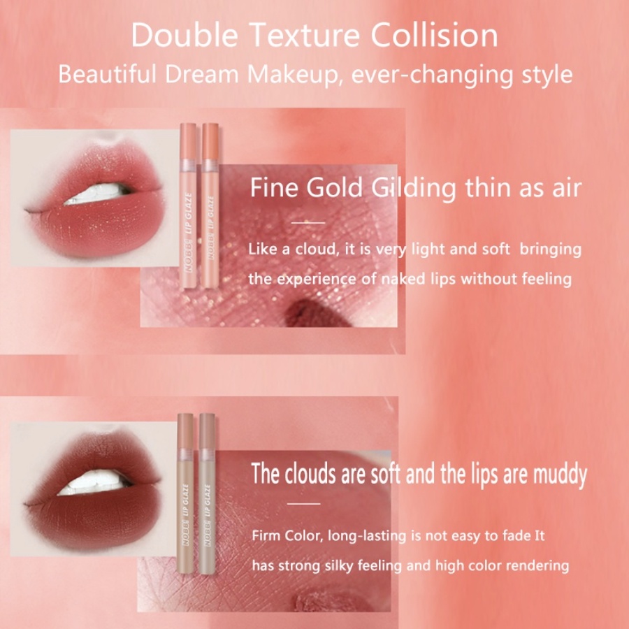 NOBB 4 PCS SET  Lip Glaze Clouds And Fog Lipstick Matte Broken Star Lipstik Lip Cream NO006