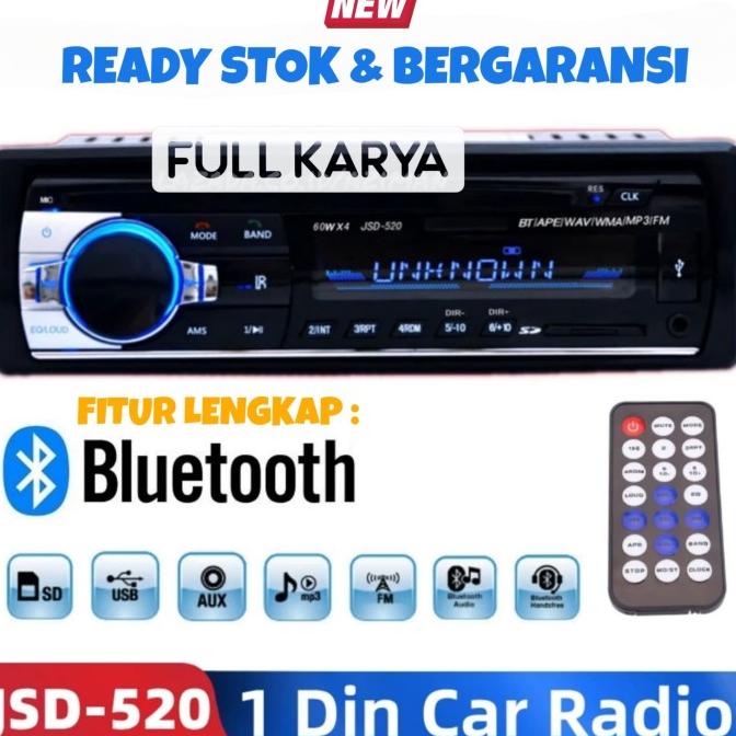 Tape Audio Mobil Tep Mobil Bluetooth Head Unit Single Din Jsd 520