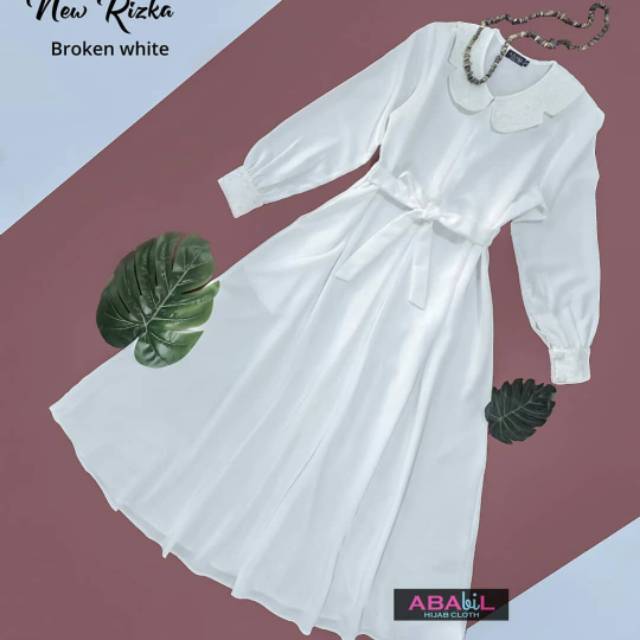 Gamis putih Toyobo mix Brukat - gamis putih wanita terbaru