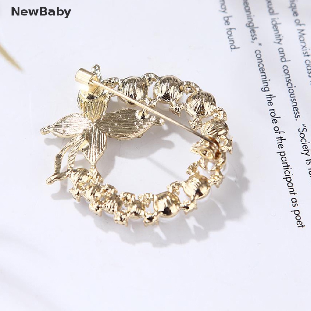 Newbaby Bros Pin Butterfly Bulat Hias Mutiara Berlian Imitasi Untuk Wanita