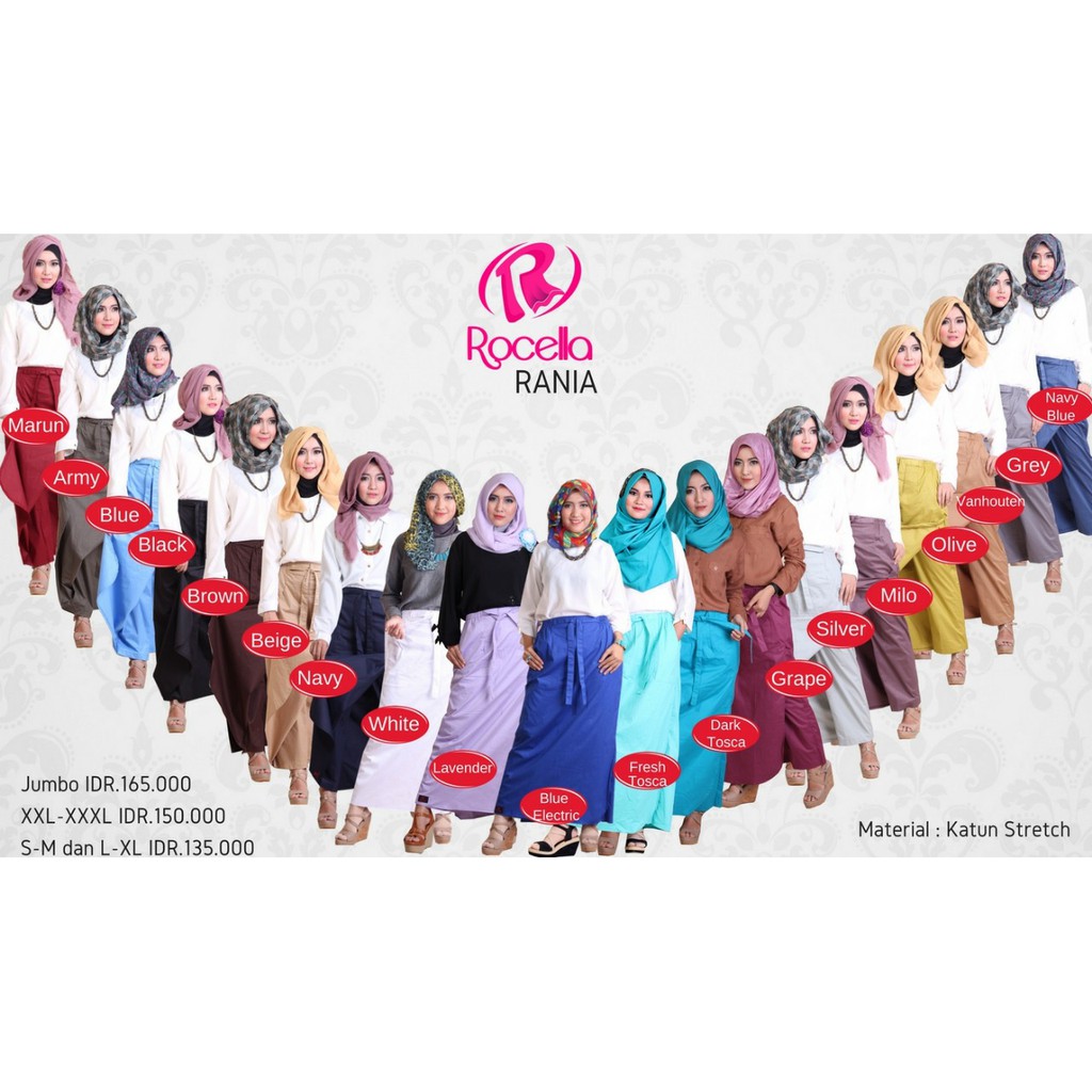 READY Rok celana rania rocella ukuran jumbo XXL XXXL TERBARU