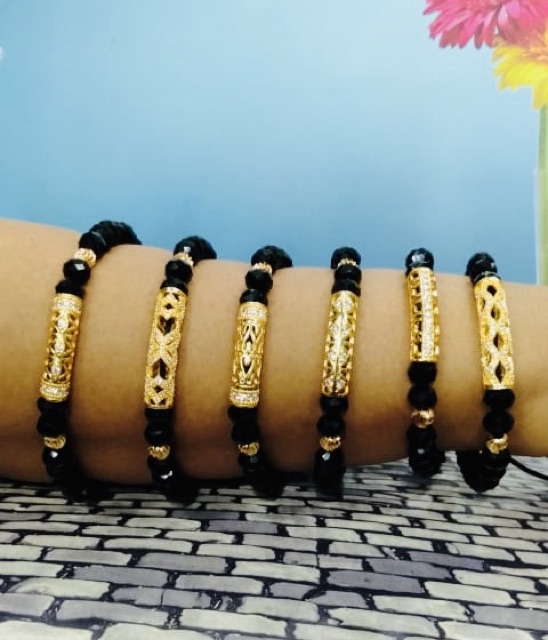 Gelang tangan wanita // gelang kristal model serut variasi lapis emas