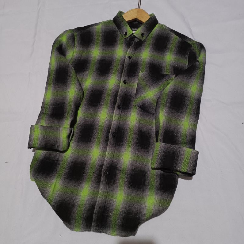 Kemeja flanel pria unisek flanel wanita panjang kotak-kotak kualitas impor bisa pilih motif-Best seller daun