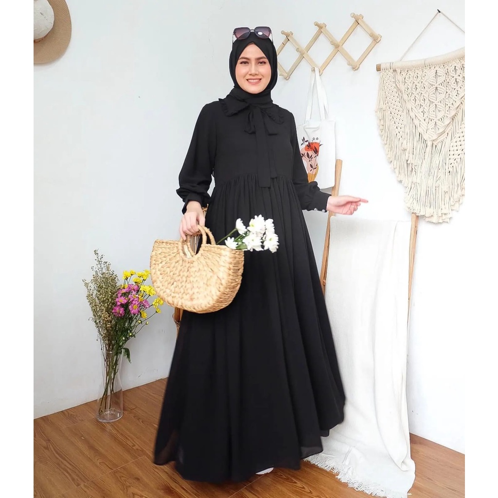 NIQABIS Gamis Wanita Kinara Dress Maxy 059 Bahan Ceruty Gamis Cewek Murah Gamis Lebaran Fashion Korea