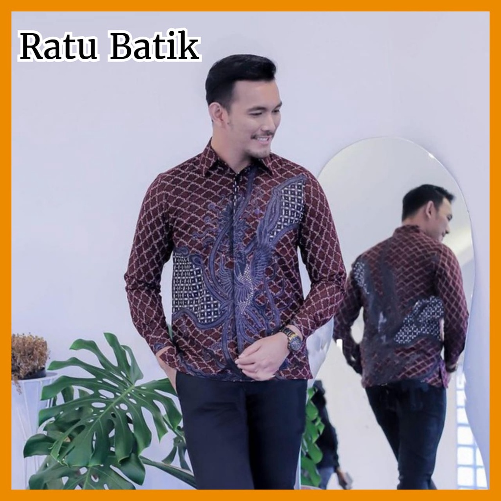 Ratubatiksolo - Ready  Atasan Pria Lengan panjang / kemeja lengan panjang modern / batik pria kondangan terbaru