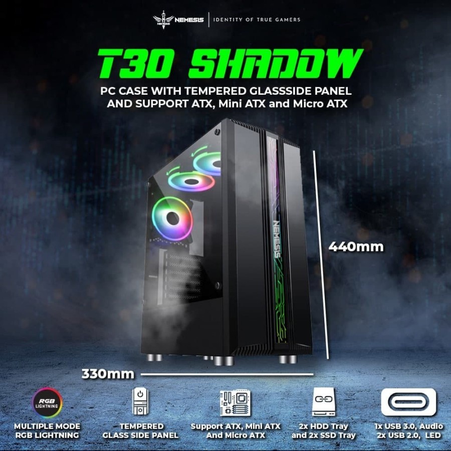 PC CASE GAMING NYK T30 SHADOW