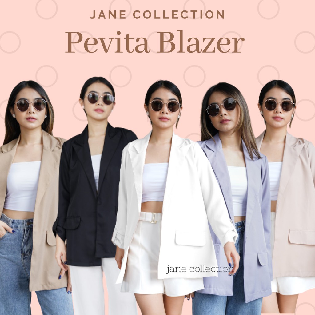 JANE COLLECTION || Blazer Formal Kerja Wanita Fashion Atasan Korea - Pevita Blazer