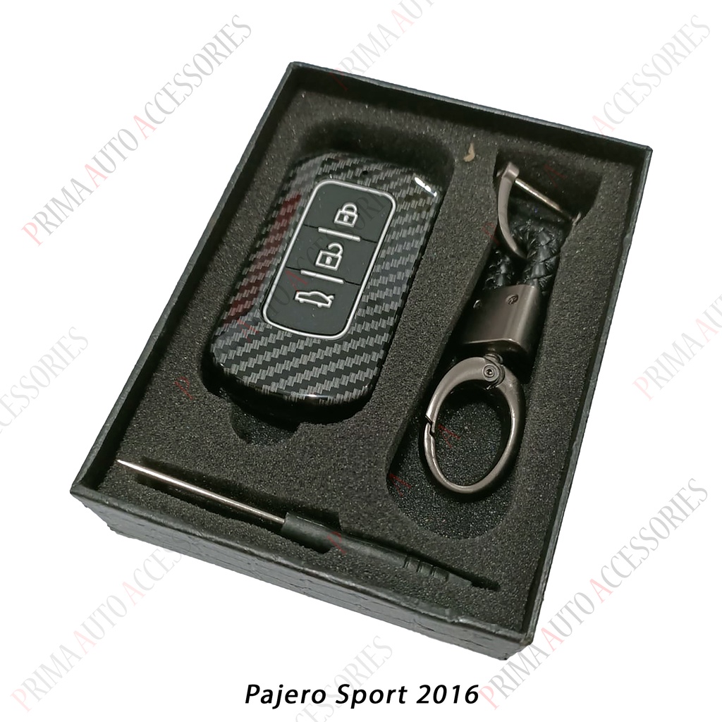 Casing Kunci Remote Mobil Carbon Fiber - Pajero Sport 2016