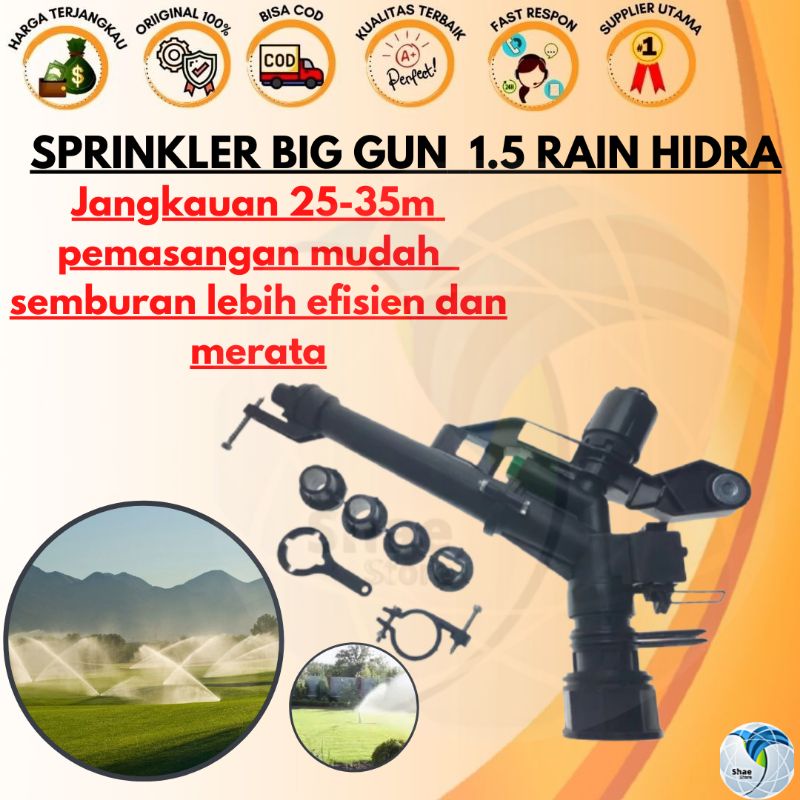 Sprinkler Big Gun Impact Rain Hidra 1.5 inchi Jangkauan Luas Dan Merata