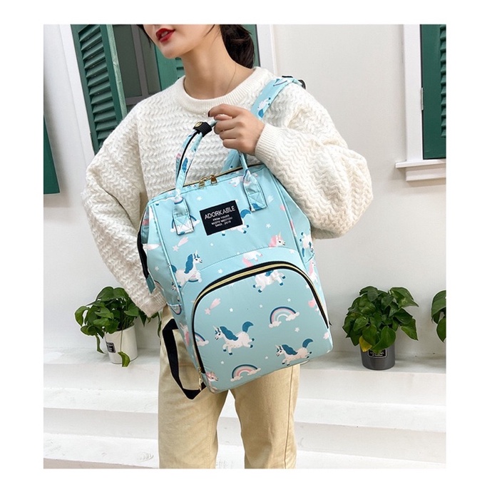 TAS BAYI 6005 - Tas Bayi Multifungsi ADORKABLE Tas Popok Baby Diapers Bag Tas Perlengkapan Travelling Ransel Backpack - H1