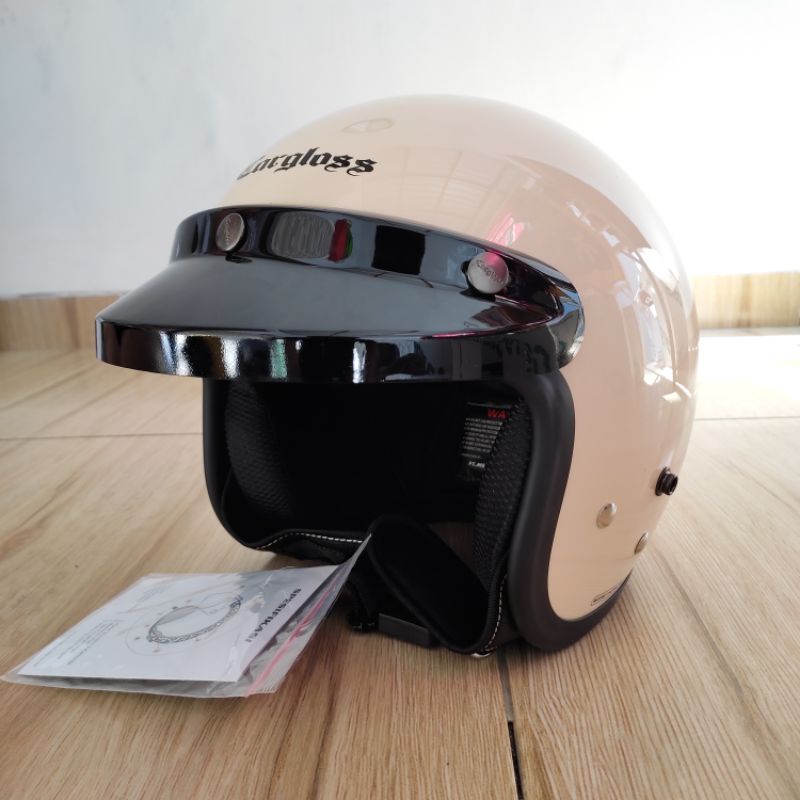 Helm Cargloss retro / CFM Avorio/ krem 100% original termurah tanpa kaca