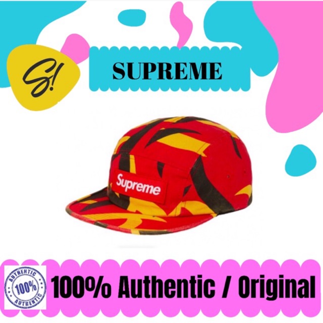 Supreme Military Camp Cap FW19 Red Tribal Camo Supreme Authentic 100% Original