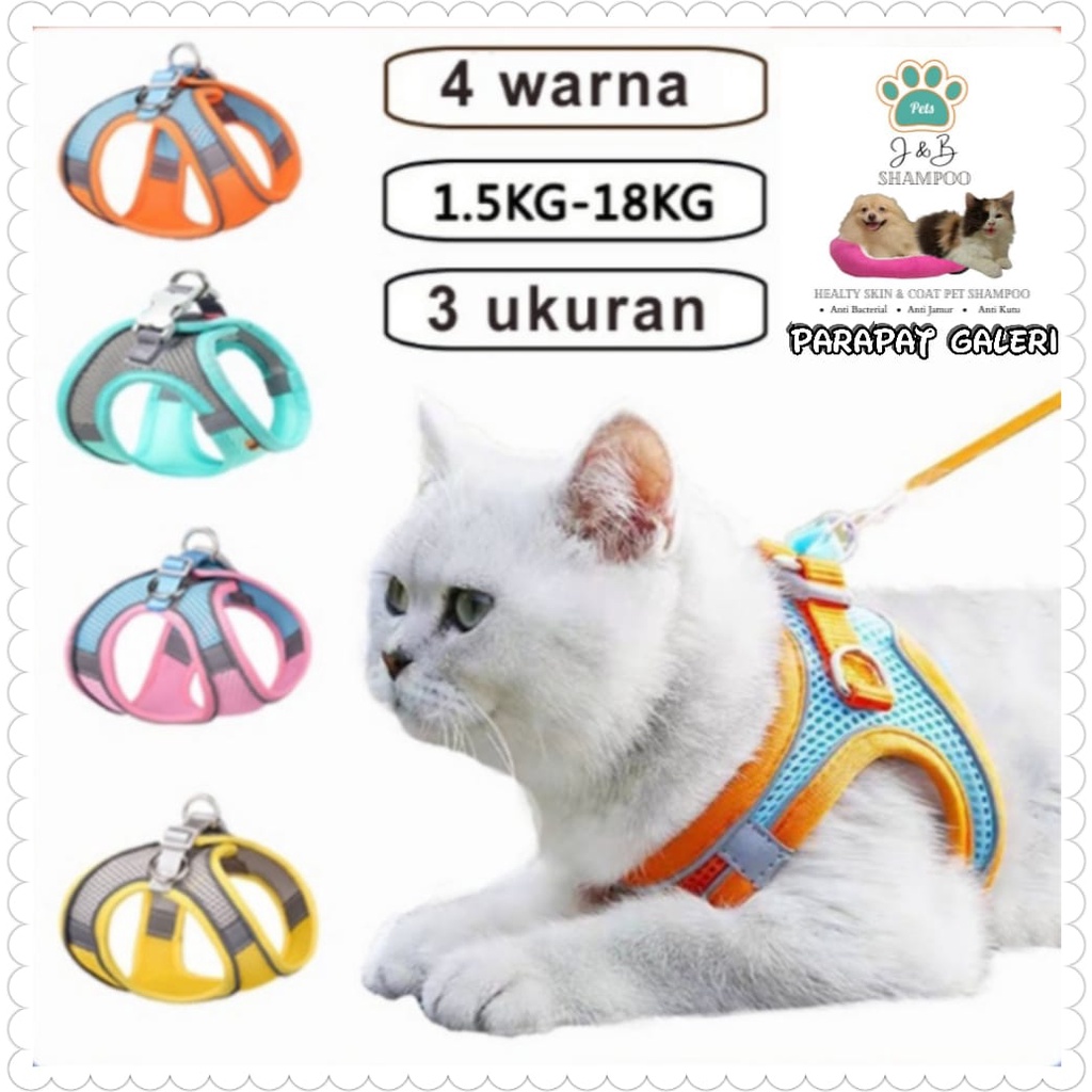 Tali tuntun kucing - Harness Anjing - Cat Leash Dog Model Rompi kwalitas Premium - kuat - Import