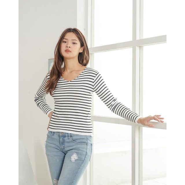 Basic Stripe Sweater Soft Knit Import TM (29015)